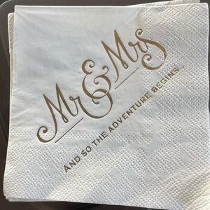White and Gold Wedding Napkins